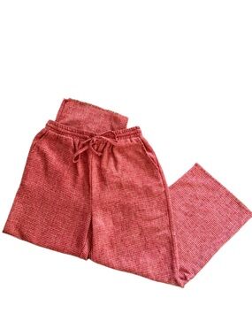 Crescent Wide Leg Textured Funky Pull On Pants Anthropologie Red Gold Medium